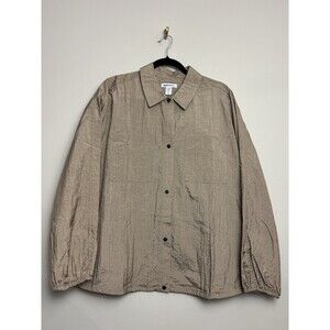 Athleta Womens Lunar Sheen Shirt Top Size Medium Gold Snap Pocket Long Sleeve